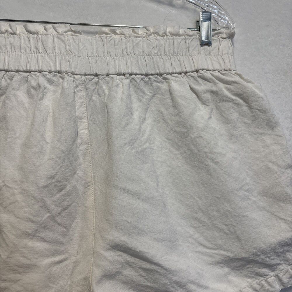 Madewell Women's Paperbag Pull On Linen Blend Ivory Lighthouse Shorts Size Large - Picture 9 of 15